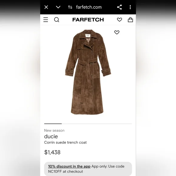 Corrin Faux Suede Trench Coat - Picture 15 of 16